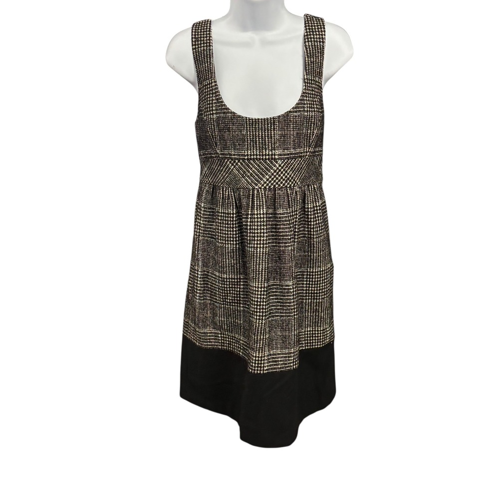 Zara Basic Womens‎ Dress Sleeveless Plaid Black Beige Career Casual